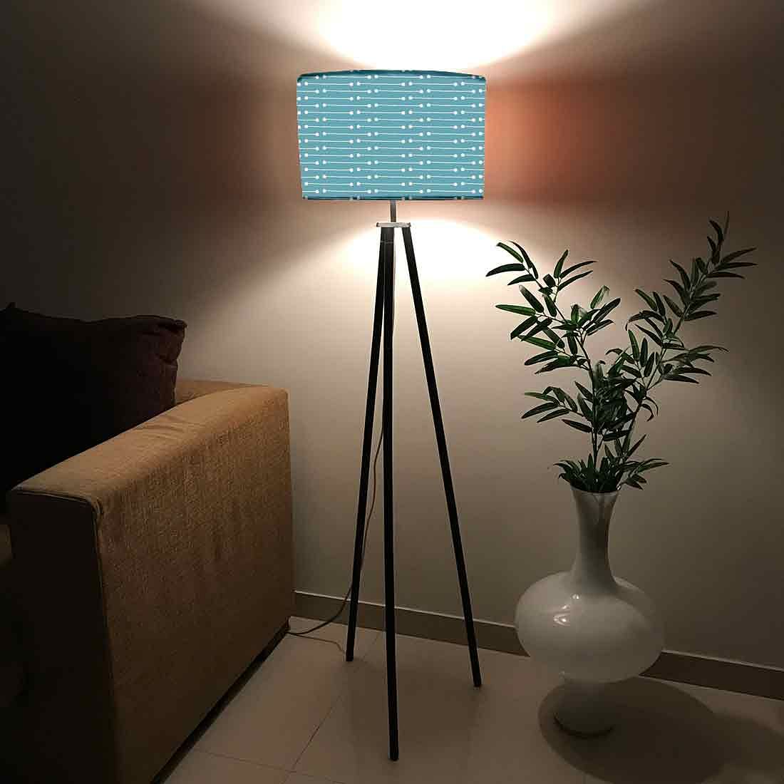 Tripod Floor Lamp Standing Light for Living Rooms -Teal Blue Dot Line - Image 2