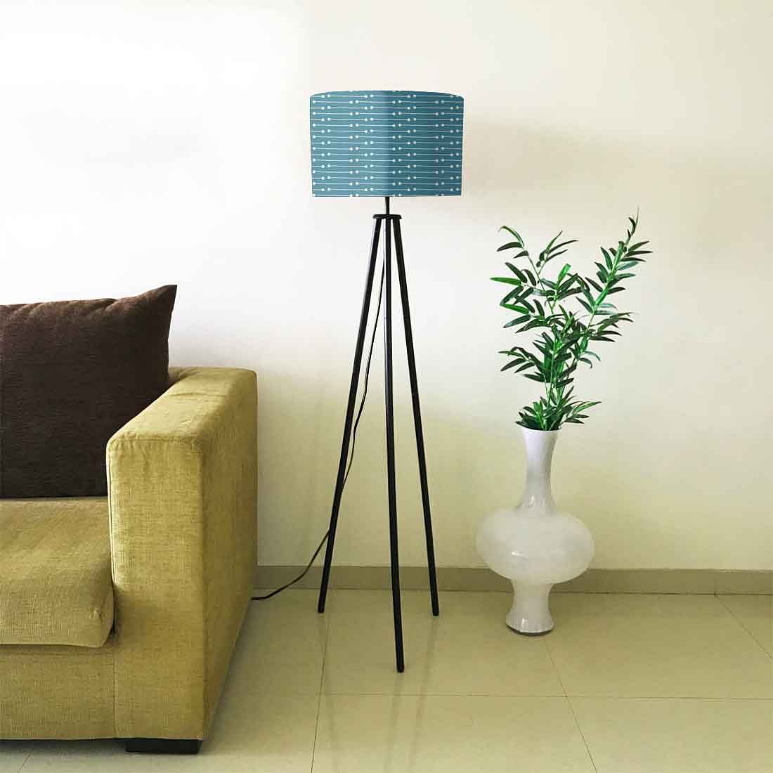 Tripod Floor Lamp Standing Light for Living Rooms -Teal Blue Dot Line - Image 4