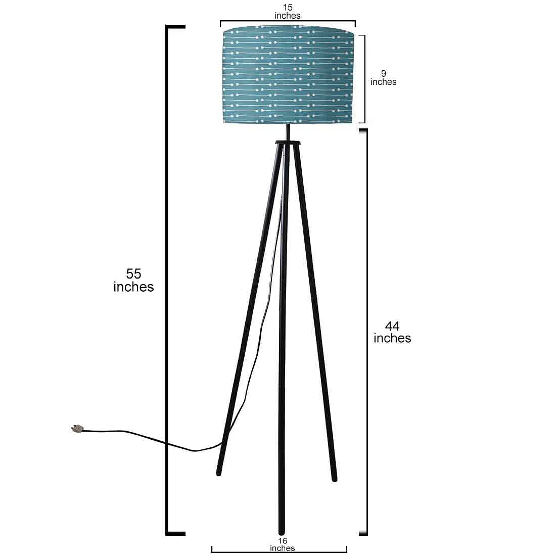 Tripod Floor Lamp Standing Light for Living Rooms -Teal Blue Dot Line - Image 5