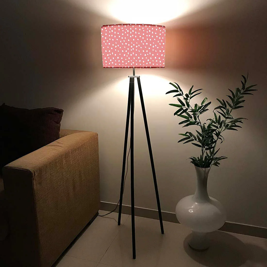 Tripod Floor Lamp Standing Light for Living Rooms - Sweet Pink - Image 2