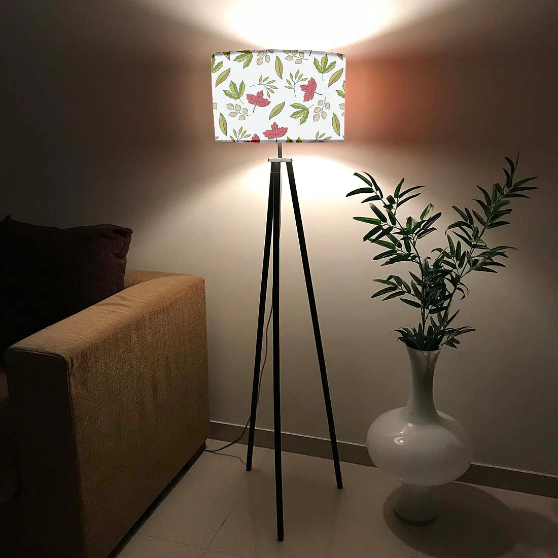 Tripod Floor Lamp Standing Light for Living Rooms -Fallen Leaves - Image 2