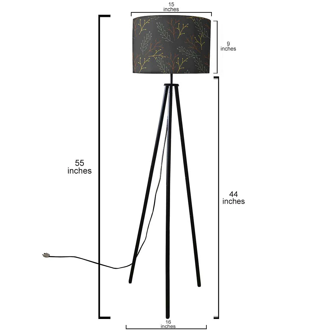 Tripod Floor Lamp Standing Light for Living Rooms -Dark Leaves - Image 5
