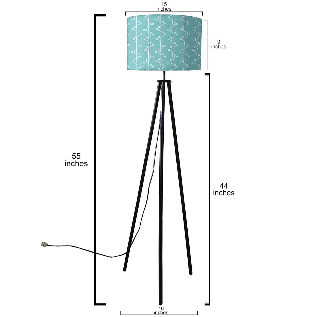 Tripod Floor Lamp Standing Light for Living Rooms -Blue White Branches - Image 5