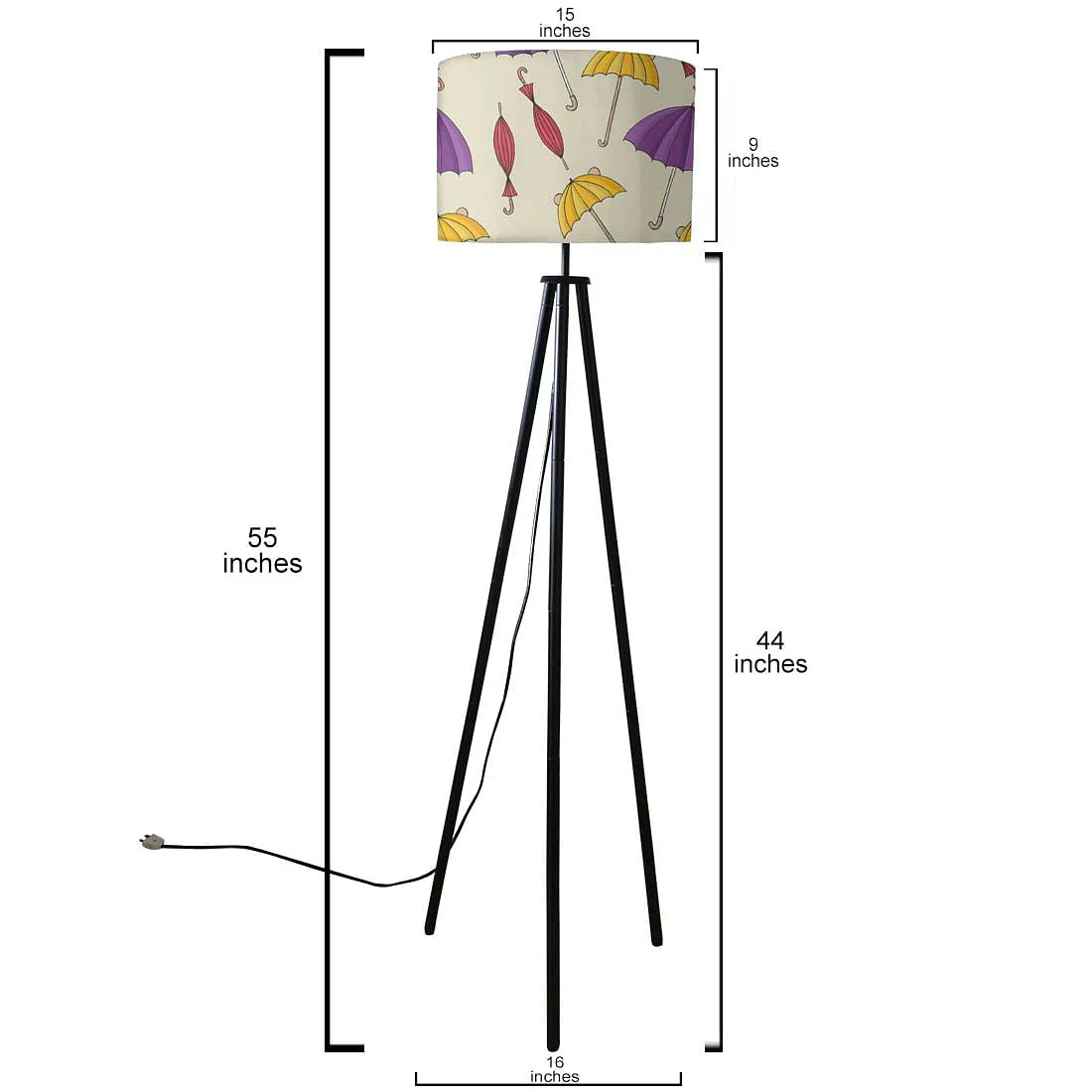 Tripod Standing Floor Lamp -Vintage Umbrellas - Image 5