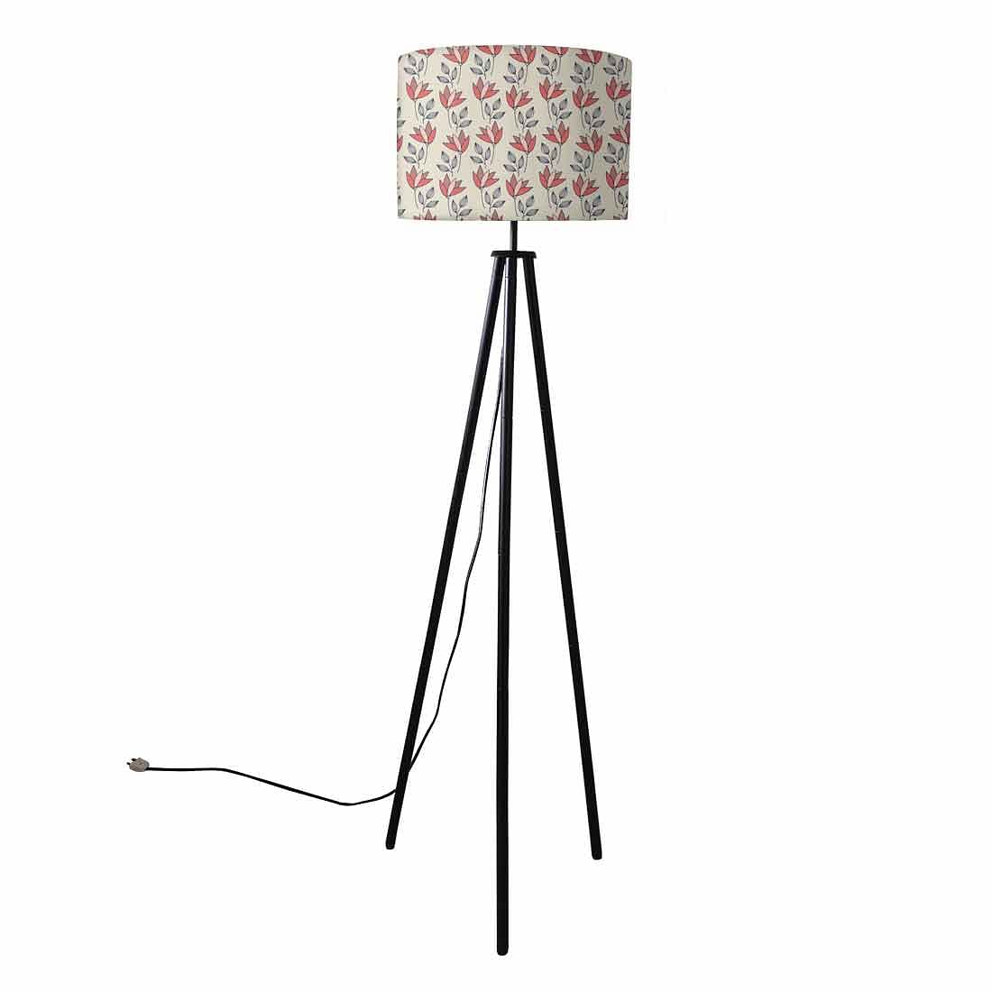 Tripod Standing Floor Lamp in Bedroom - Pink Floral - Image 4