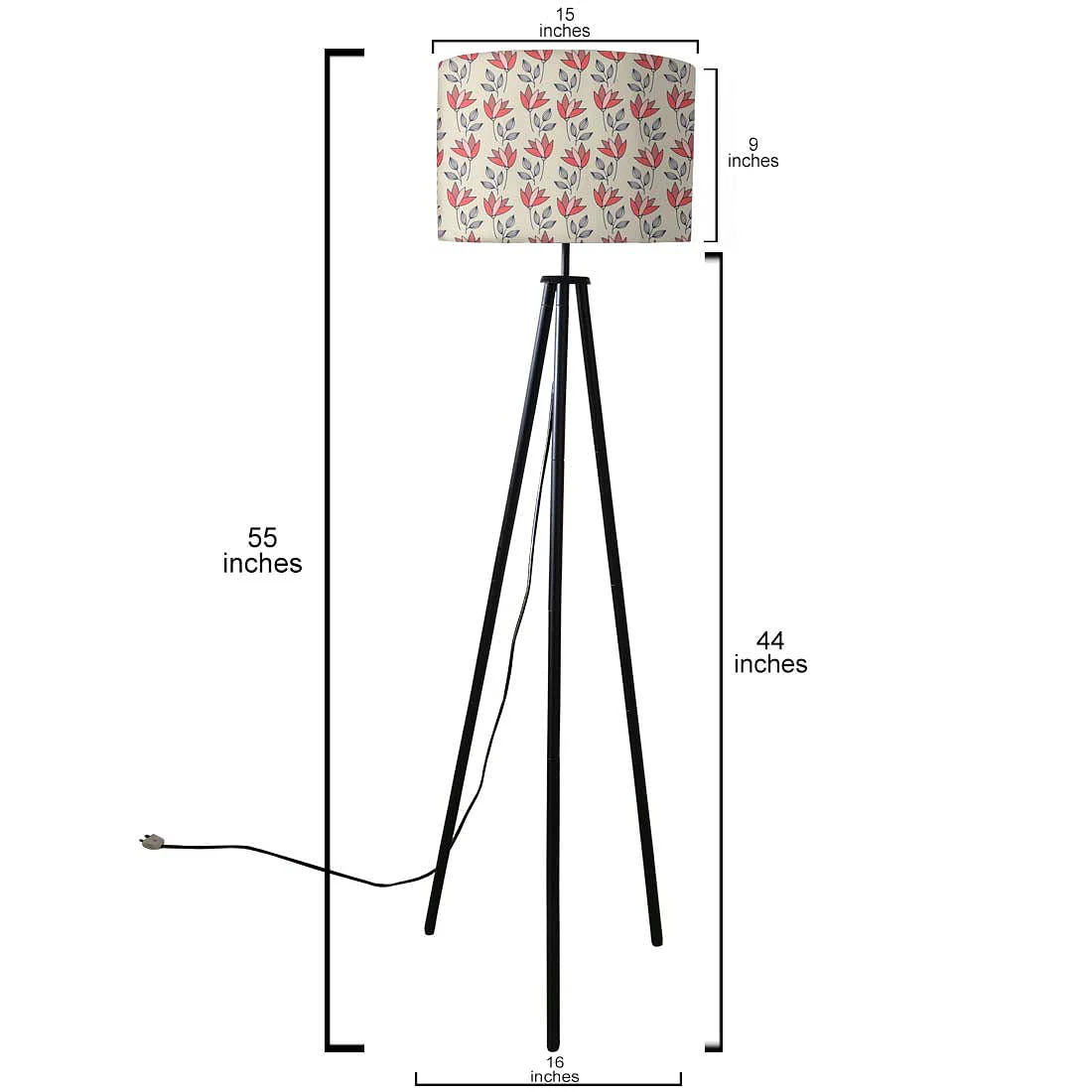 Tripod Standing Floor Lamp in Bedroom - Pink Floral - Image 5