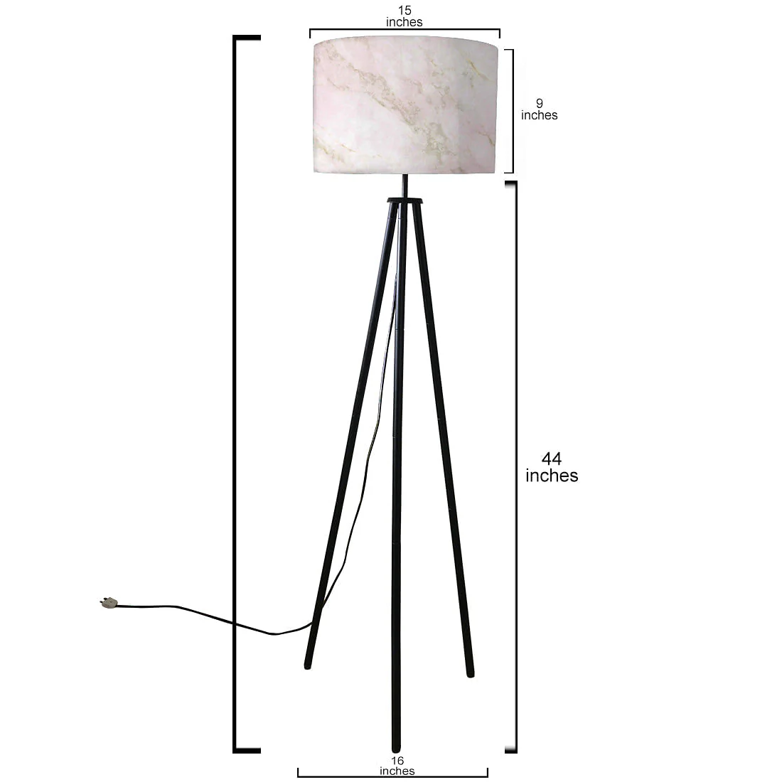 Tripod Floor Lamp Standing Light for Living Rooms -Pink Marble Effect - Image 5