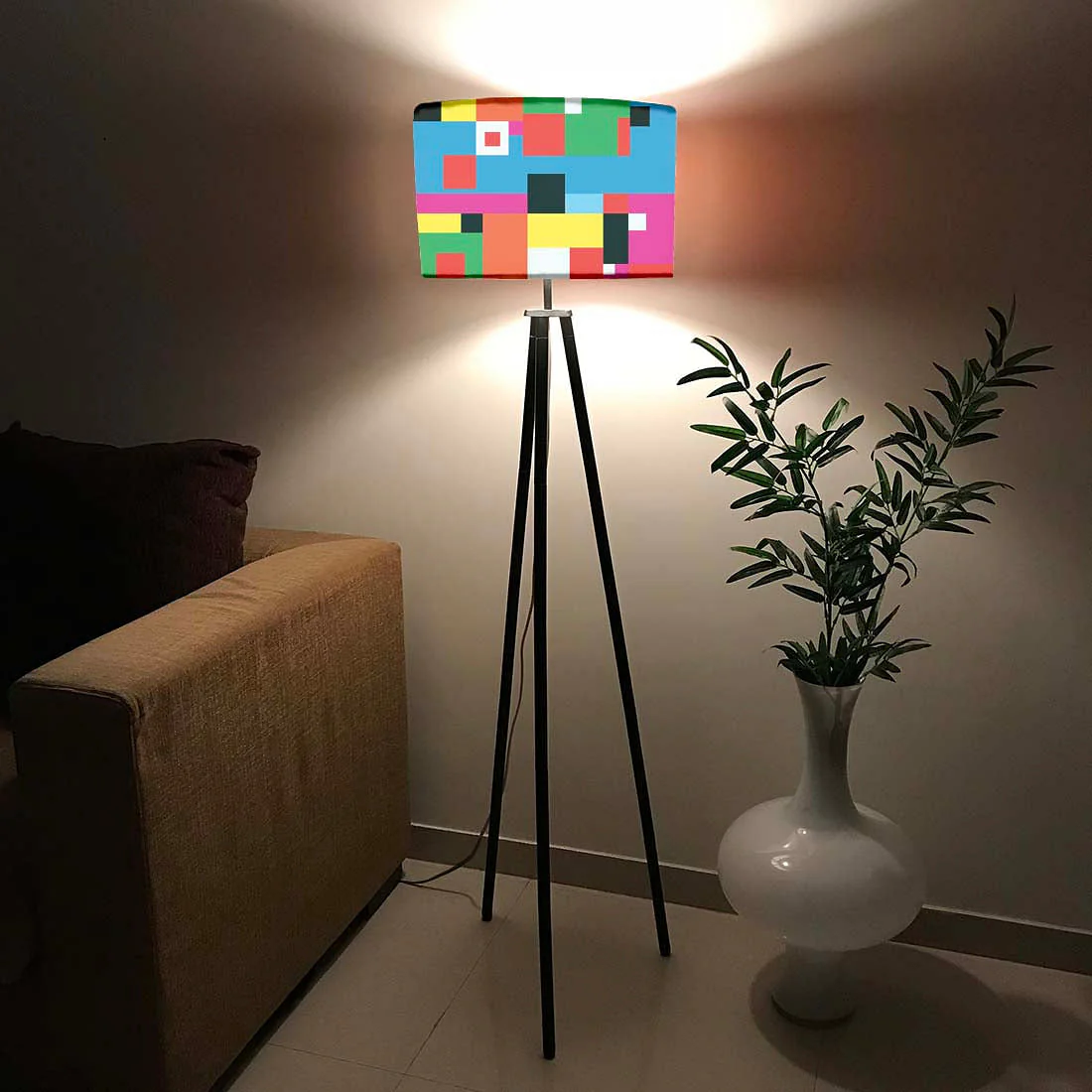 Tripod Standing Floor Lamp -Abstract Color Blocks - Image 2