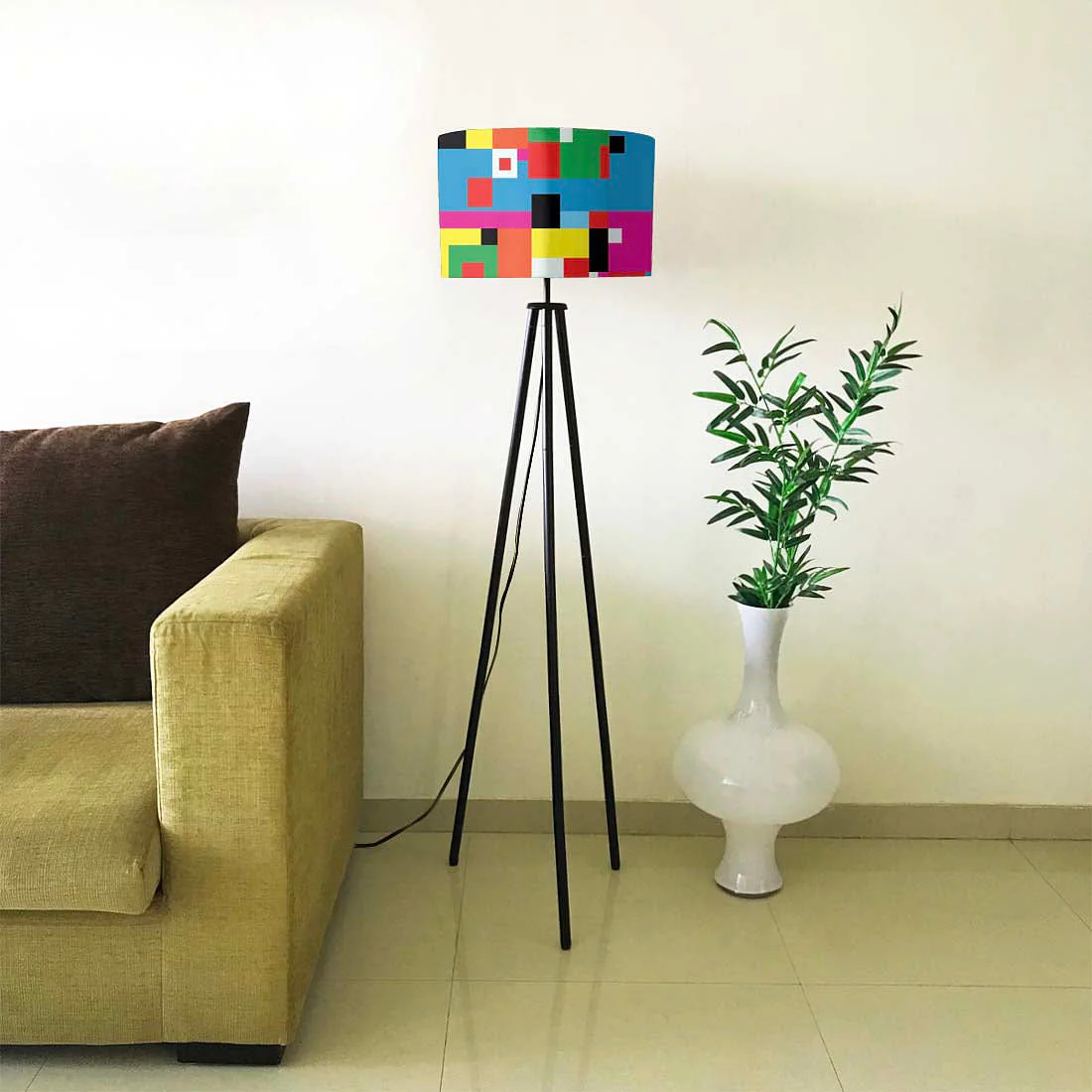 Tripod Standing Floor Lamp -Abstract Color Blocks - Image 4