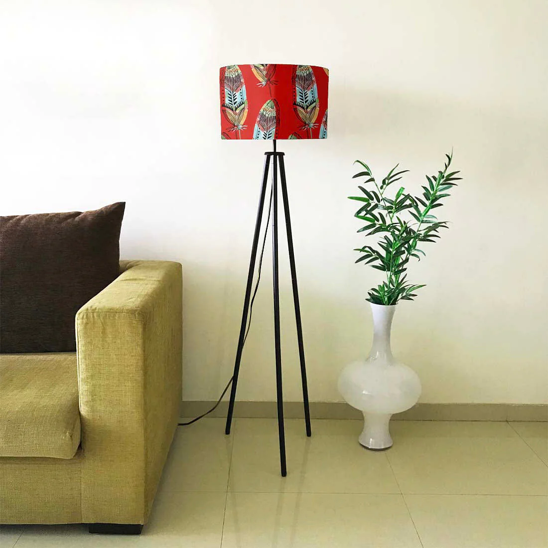 Tripod Standing Floor Lamp -Feather Red - Image 4
