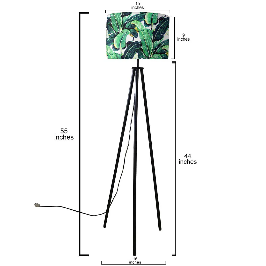 Tripod Standing Floor Lamp for Bedroom - Green Leaves - Image 5