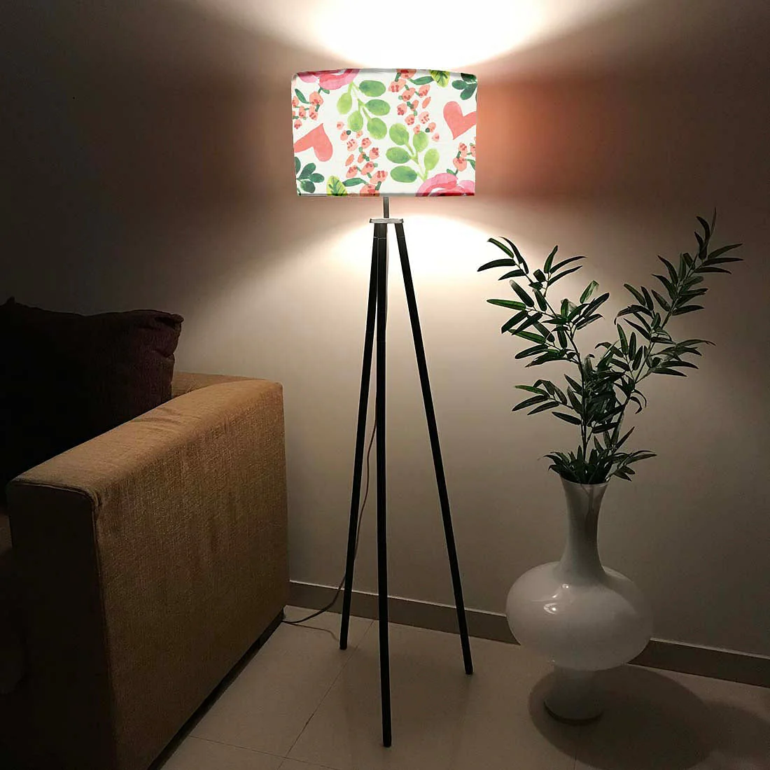 Tripod Standing Floor Lamp for Living Room - Cute Floral - Image 4