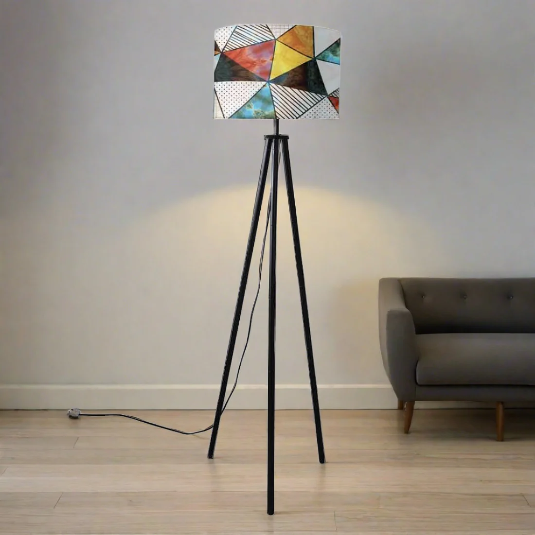 Tripod Lamp Standing Light for Living Room - Colorful Stone