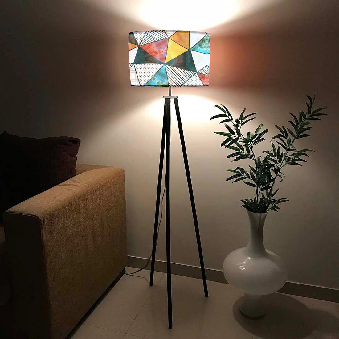 Tripod Lamp Standing Light for Living Room - Colorful Stone - Image 3