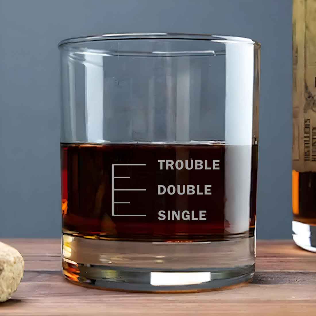 Unique Whiskey Glass with Measurement Peg - SINGLE DOUBLE TROUBLE - Image 3