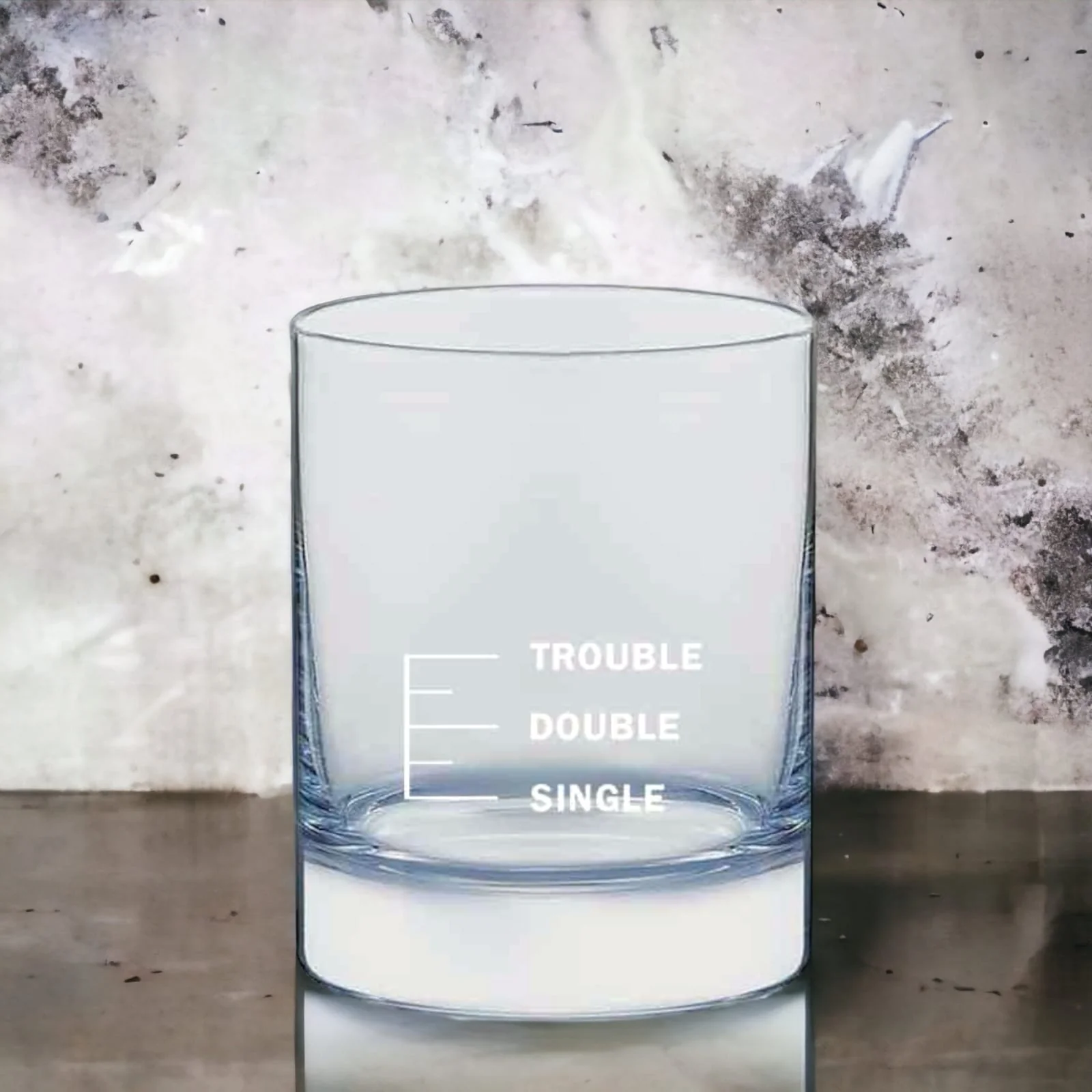 Unique Whiskey Glass with Measurement Peg - SINGLE DOUBLE TROUBLE - Image 4