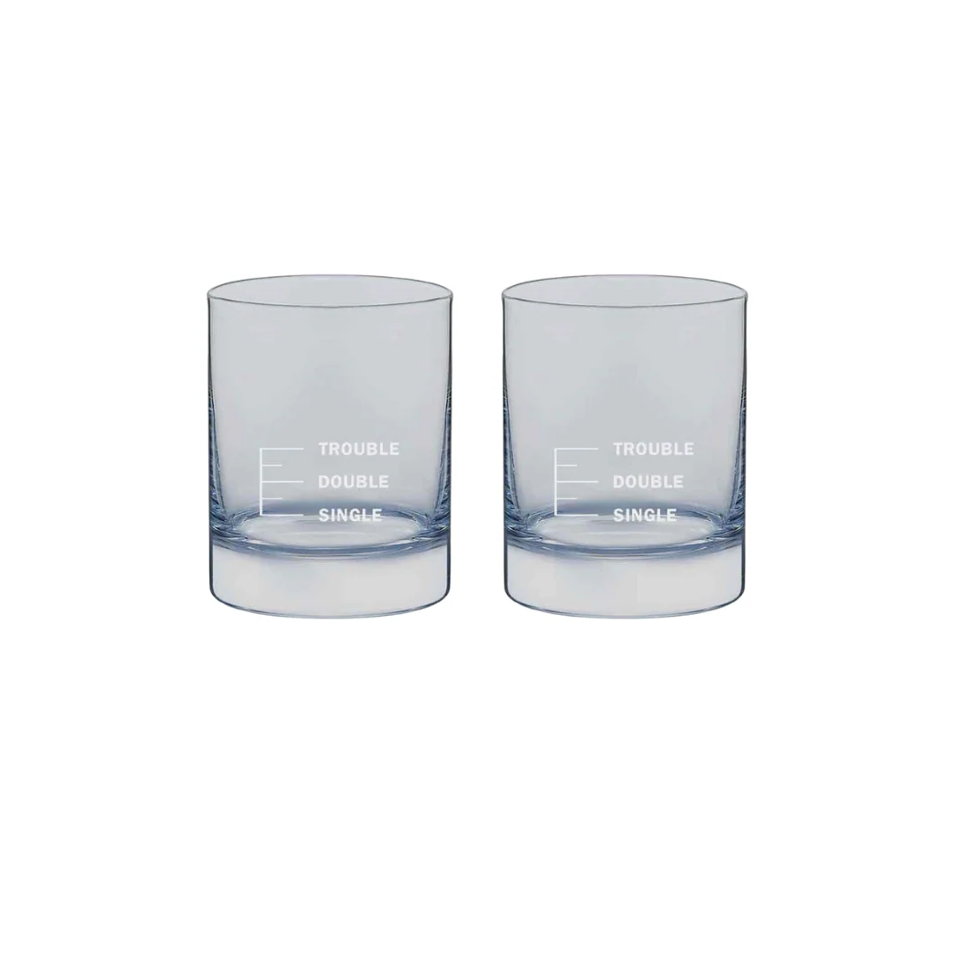 Unique Whiskey Glass with Measurement Peg - SINGLE DOUBLE TROUBLE - Image 9