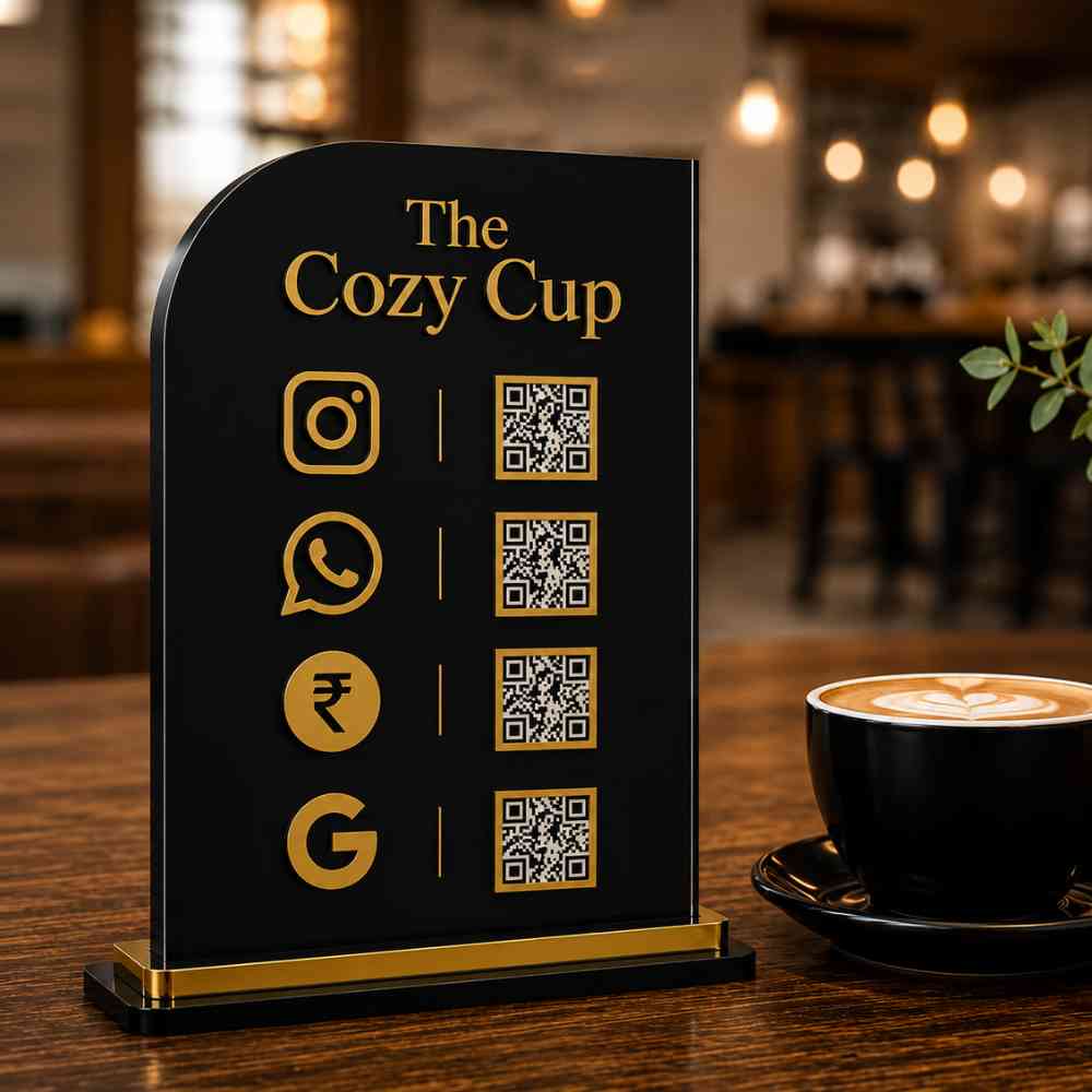 UPI QR code stand for Cafes | Customized Social Media QR Code Sign - Image 3