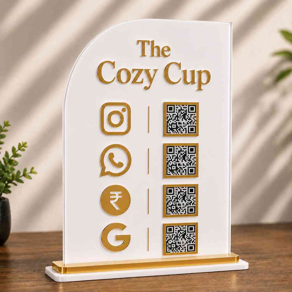 UPI QR code stand for Cafes | Customized Social Media QR Code Sign - Image 4