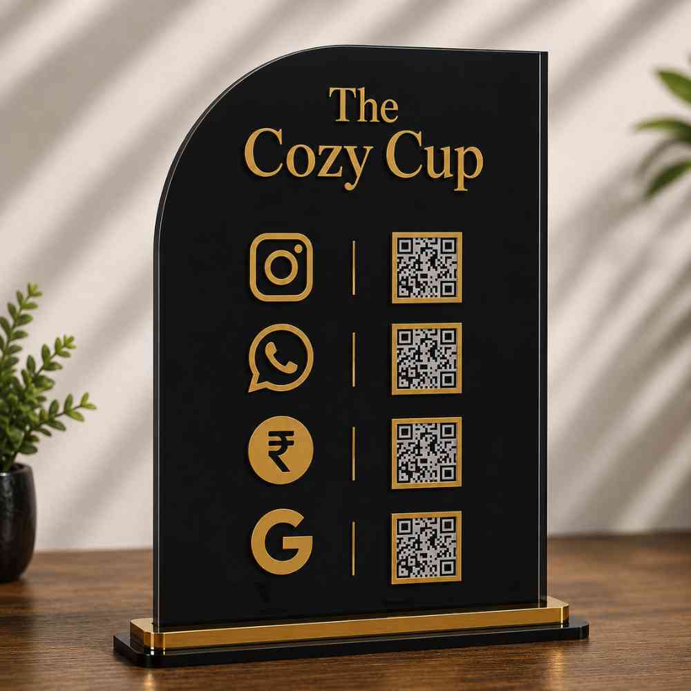 UPI QR code stand for Cafes | Customized Social Media QR Code Sign - Image 5