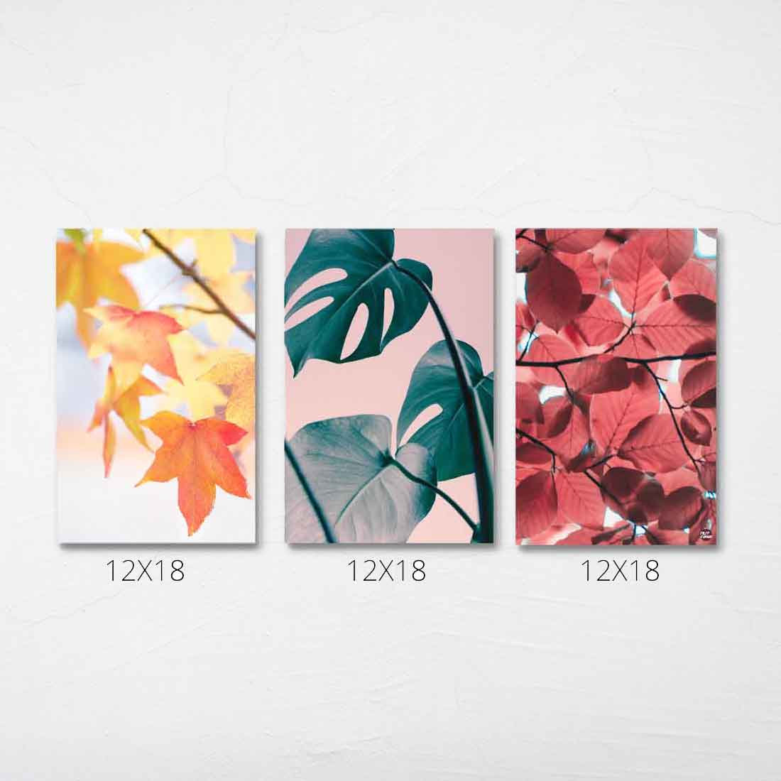 Designer Wall Art Decor Set Gallery Wrapped Prints -Leaves - Image 2