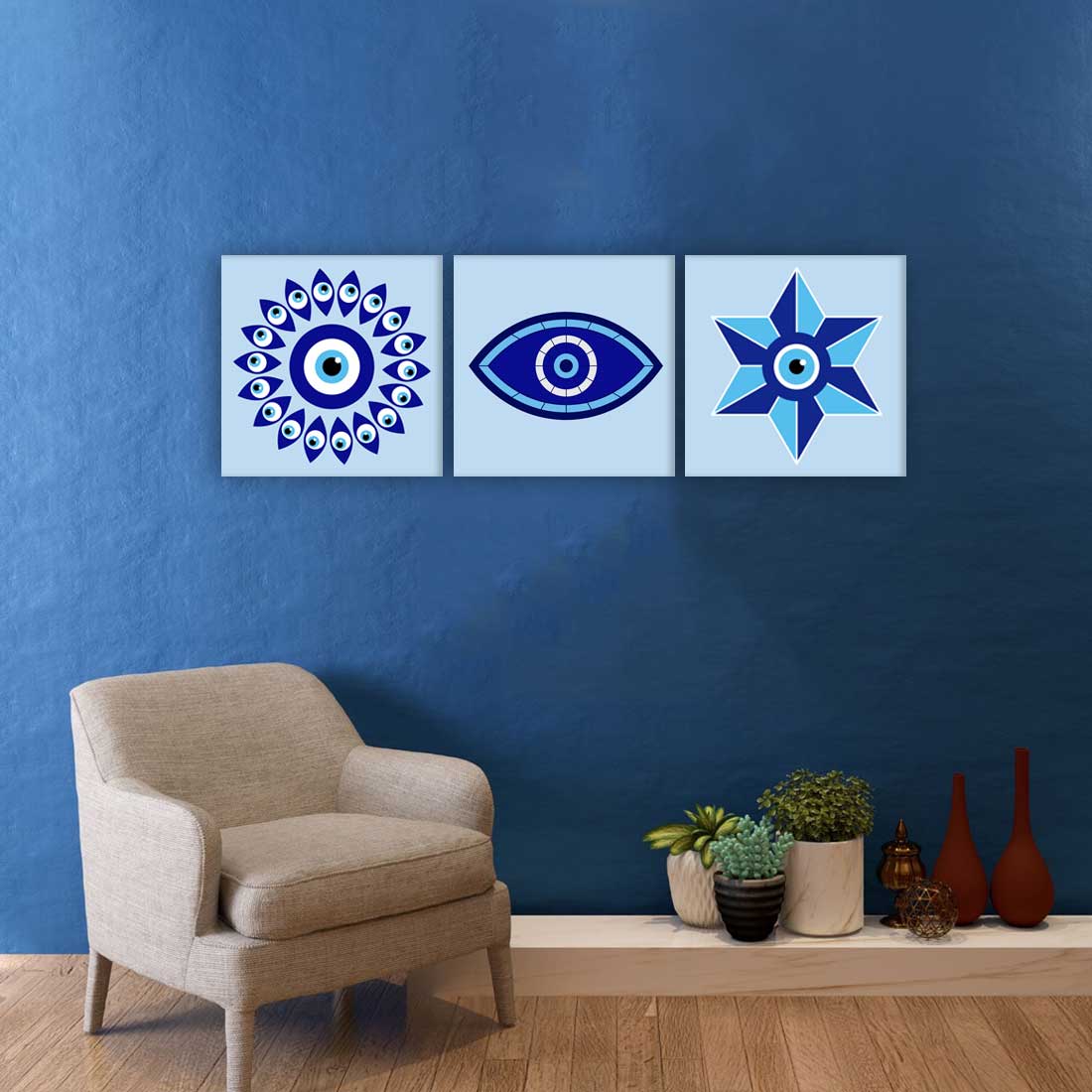 Pack of 3 Hanging Panels for Office Wall Art Decoration - Evil Eye Protector - Image 3