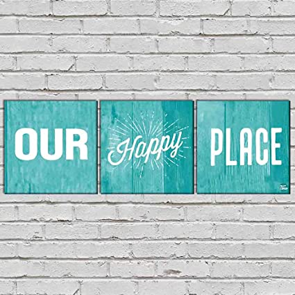 Designer Wall Art Hanging Decor for Living Room Set of 3 - Our Happy Place - Image 5