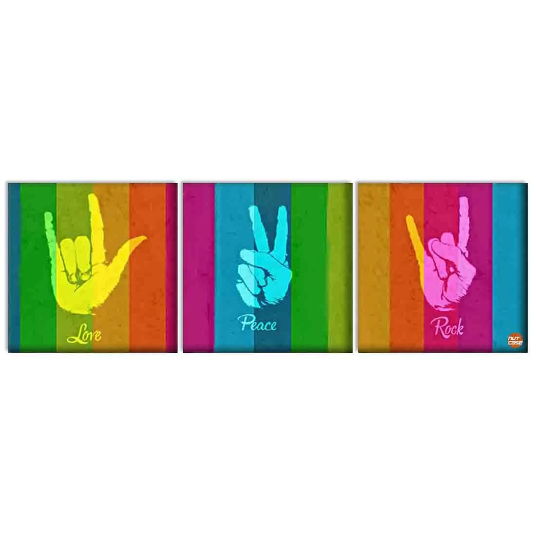 Wall Art Decor Panel For Home - Love Peace Rock