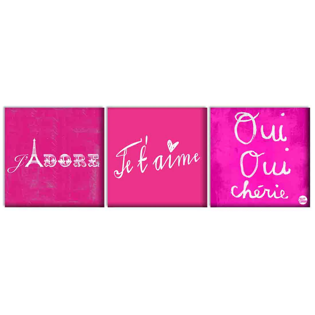 Wall Art Decor Hanging Panels Set Of 3 -Qui pink - Image 2