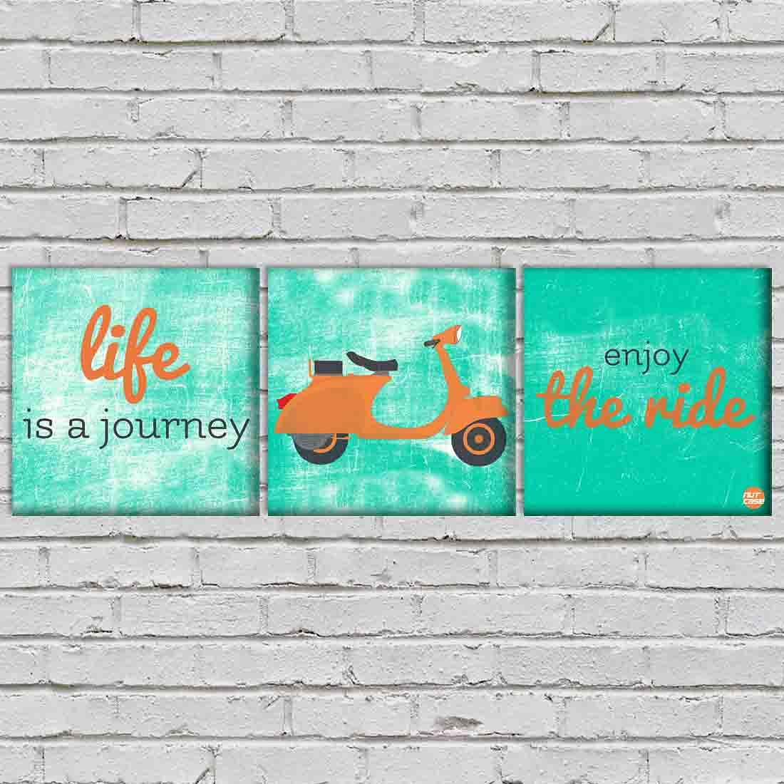 Wall Art Decor Hanging Panels Set Of 3 -life is a journey