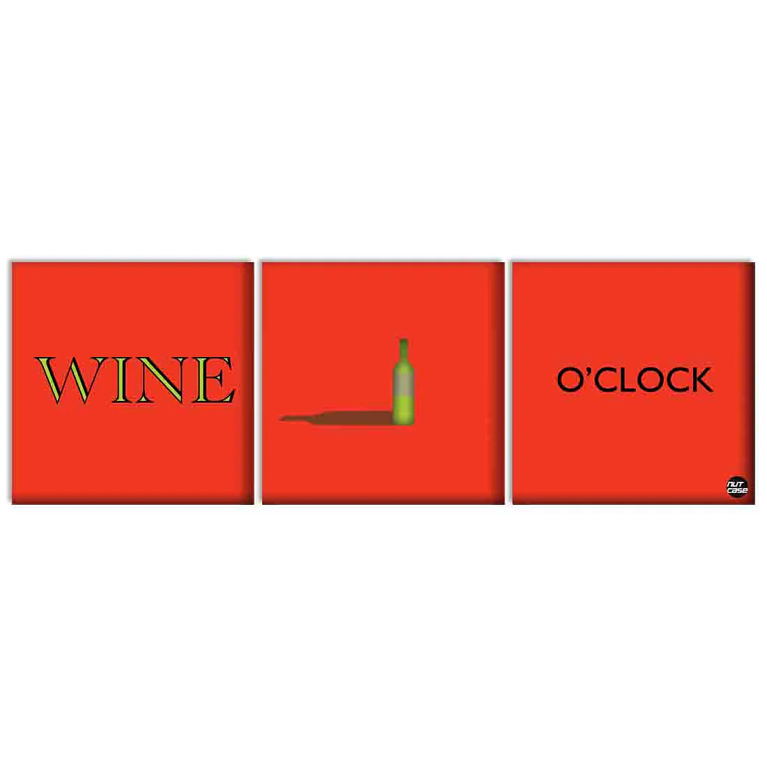 Wall Art Decor Hanging Panels Set Of 3 -wine oclock