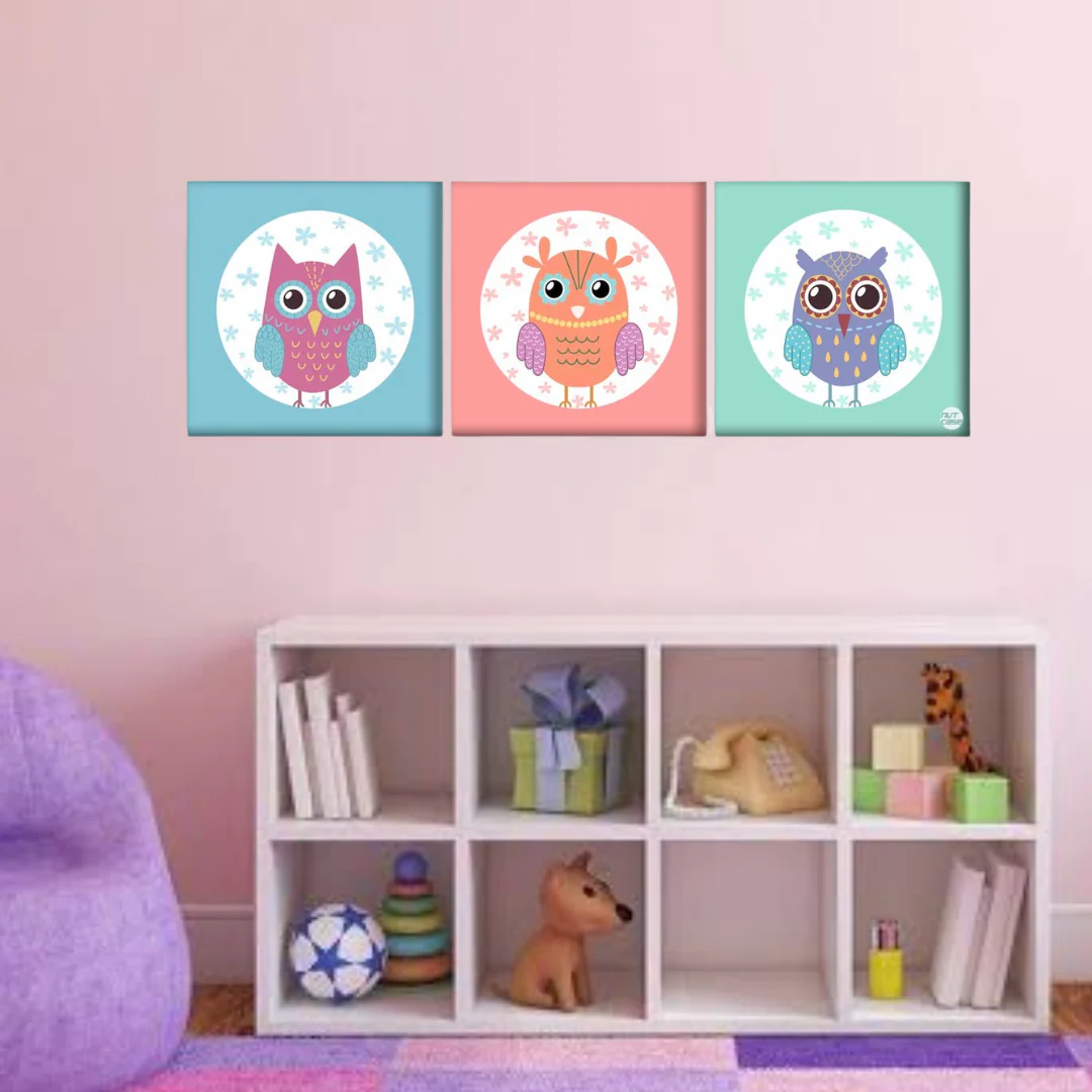 Wall Art Decor Panel For Home - Sweet Owls