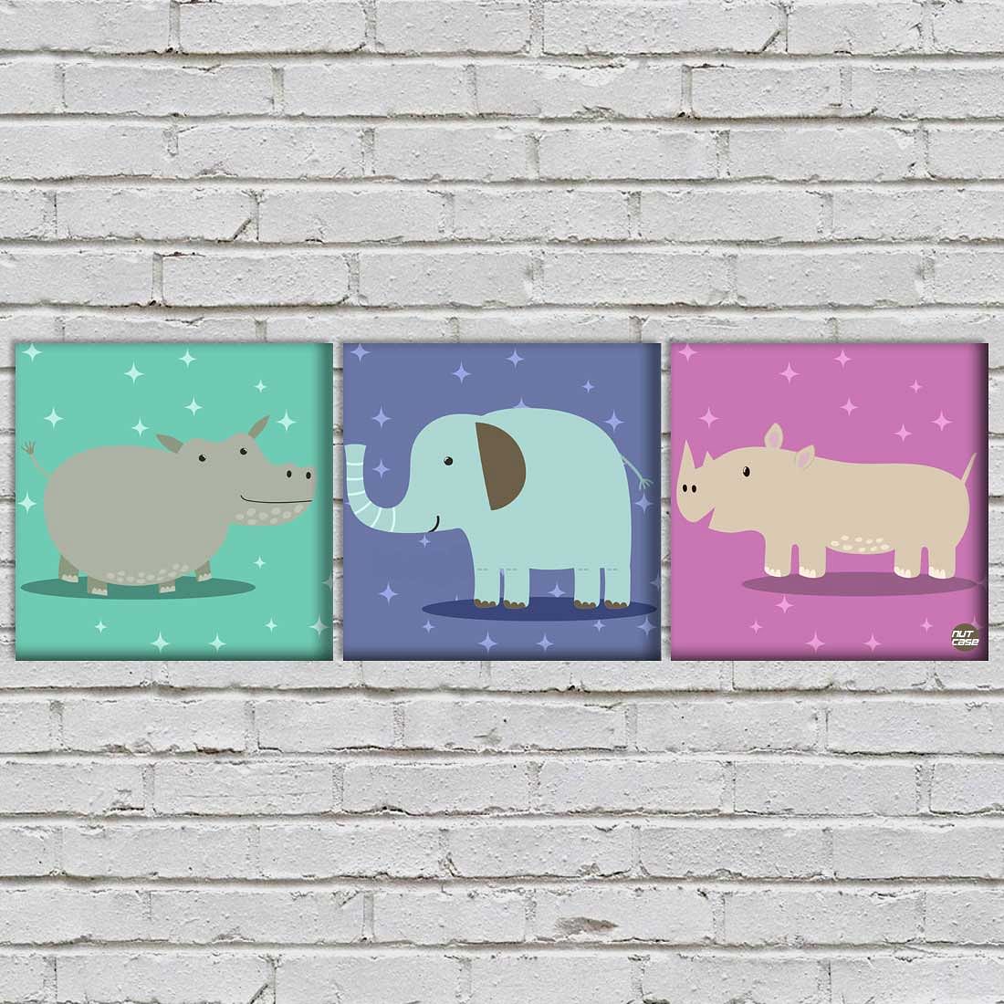 Wall Art Decor Hanging Panels Set Of 3 -Cute Elephant - Image 2