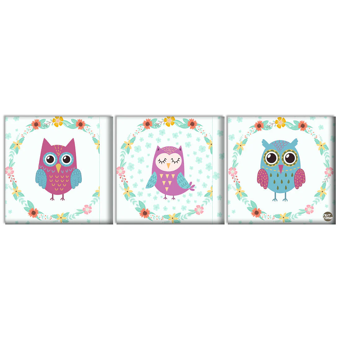Wall Art Decor Hanging Panels Set Of 3 -Cute Owl - Image 2