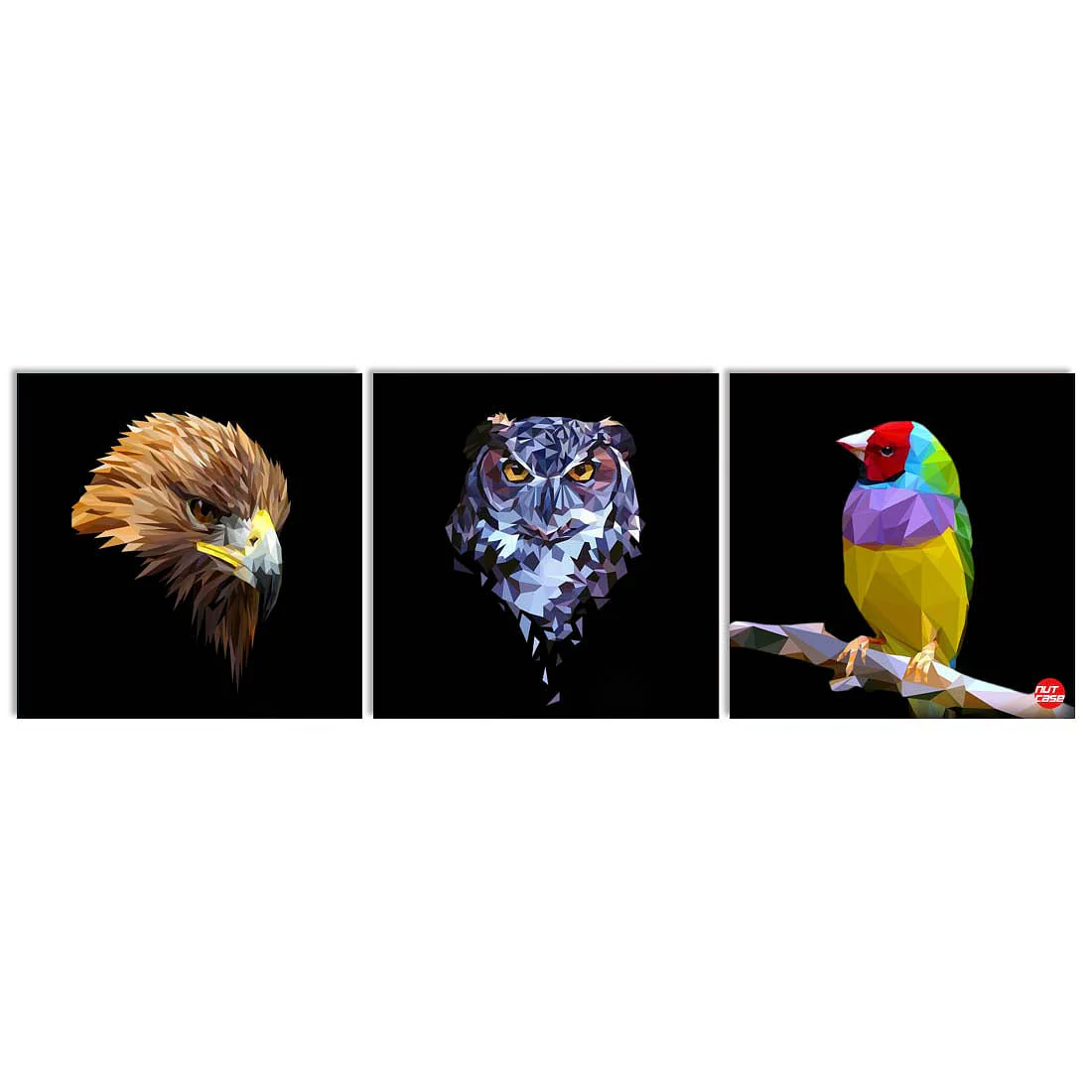 Wall Art Decor Hanging Panels Set Of 3 -Geometric Parrot - Image 2