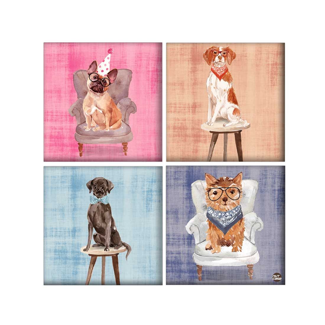 Wall Art Decor Panel For Home - Dogs with Chair