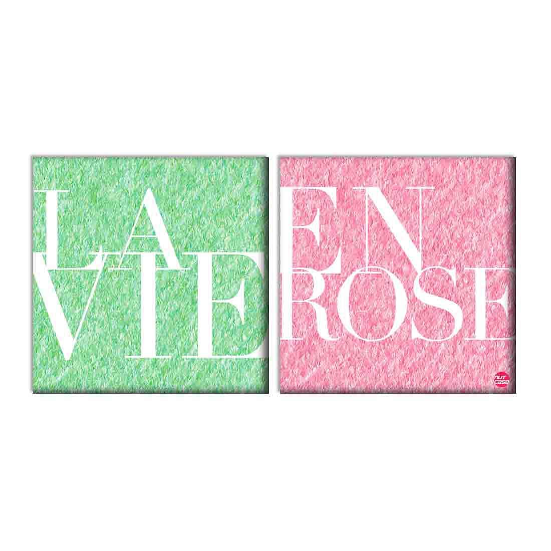 Wall Art Decor Panels Set Of 2 - Pink Rose