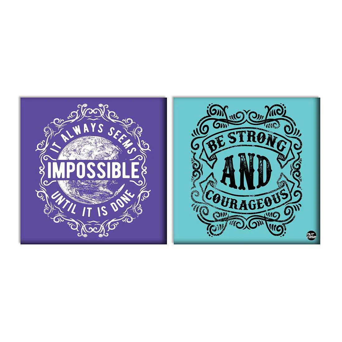 Wall Art Decor Panels Set Of 2 - Impossible Be Strong
