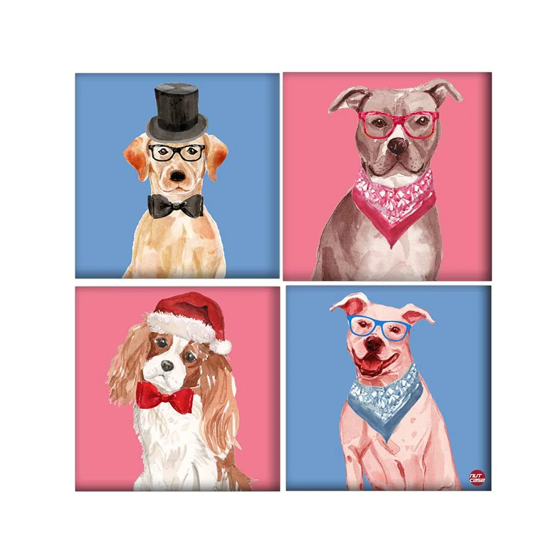 Wall Art Decor For Home Set Of 4 -Huipster Dog - Image 2