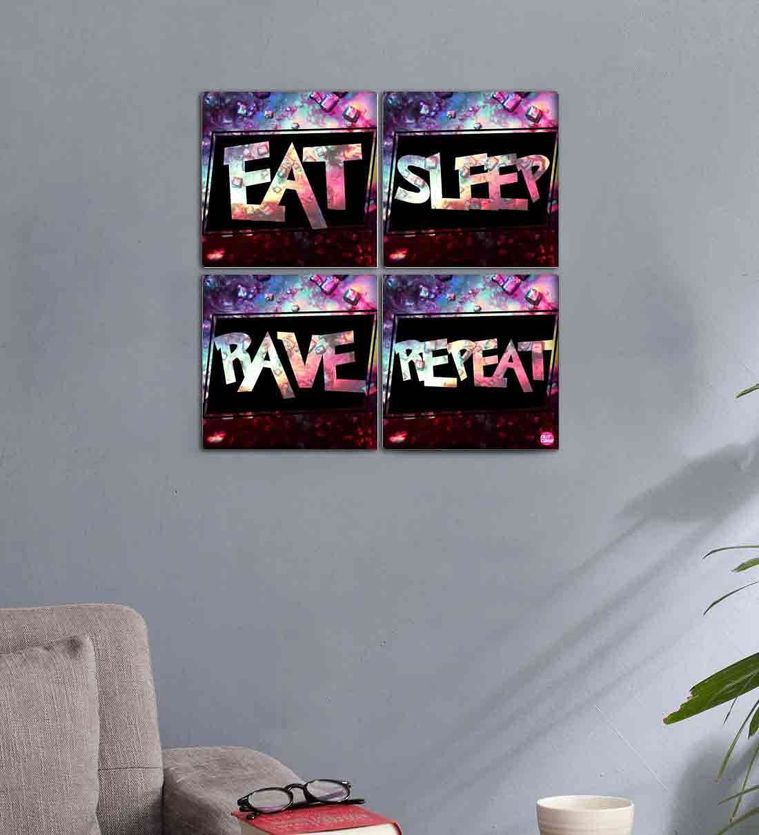 Wall Art Decor Panel For Home - Eat Sleep Rave Repeat - Image 2