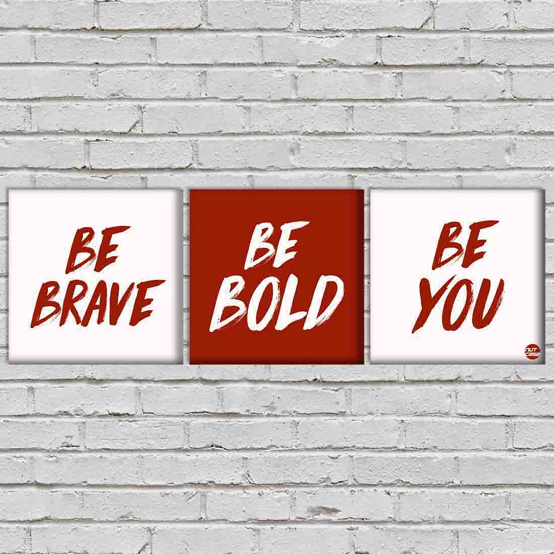 Wall Art Decor Panels For Home Set Of 3 - Be Brave - Image 2