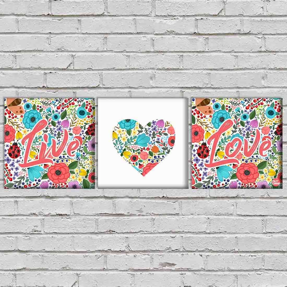 Wall Art Decor Hanging Panels Set Of 3 -Live Love - Image 2
