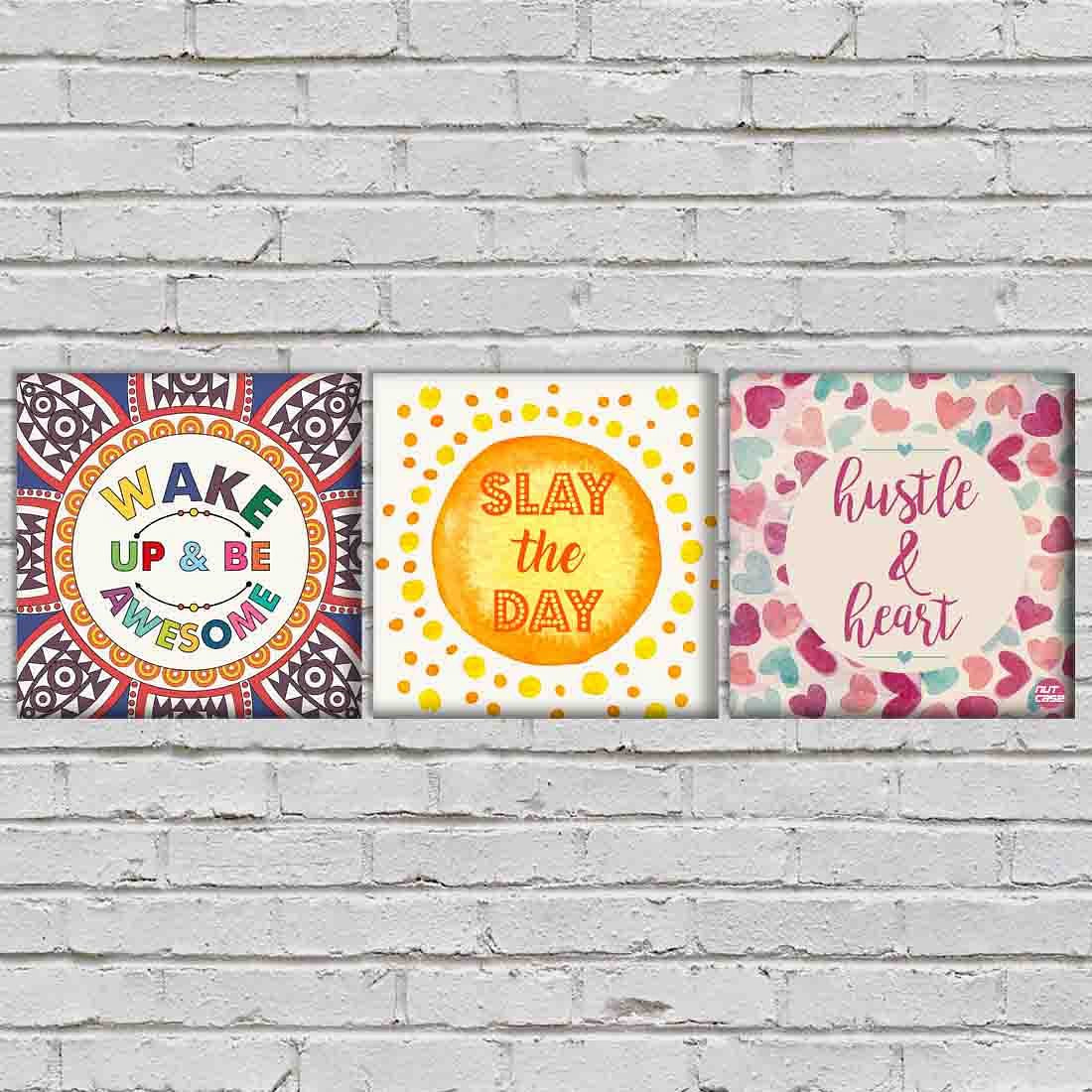 Wall Art Decor Hanging Panels Set Of 3 -Wake Up And Be Awesome