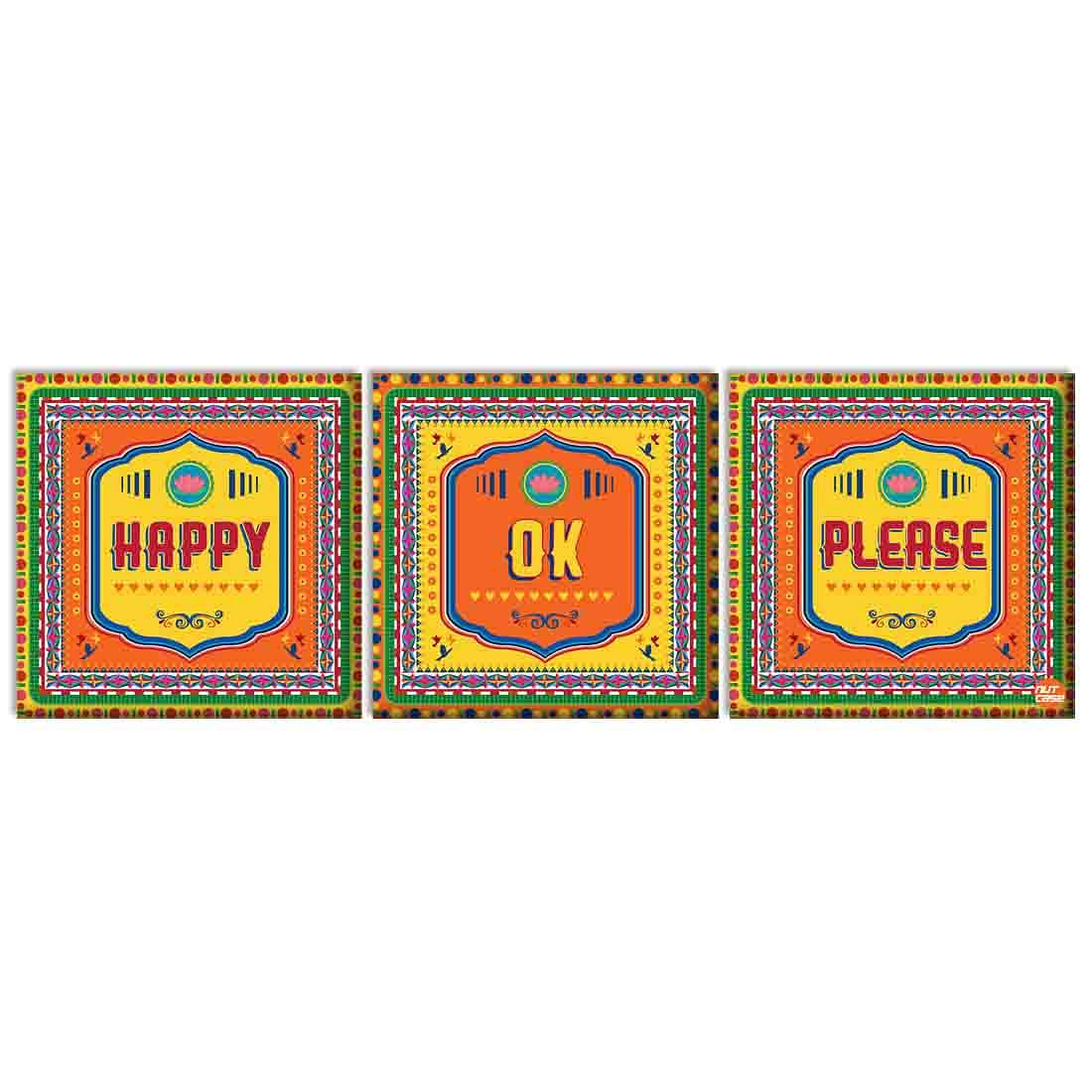 Cool Living Room Art Set Of 3 -Happy Ok Please
