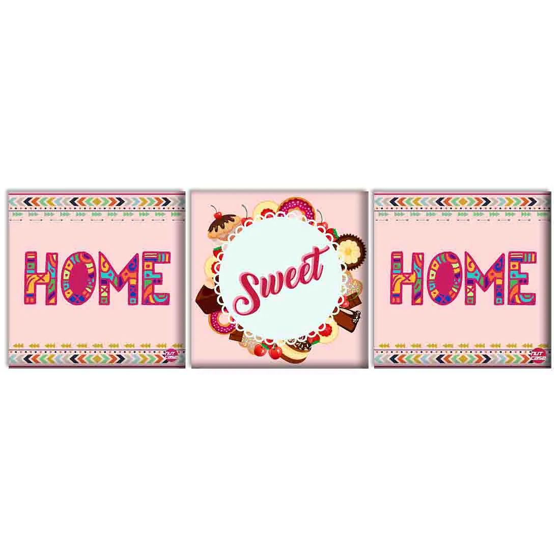 Wall Art Decor Hanging Panels Set Of 3 -Home Sweet Home Pink - Image 2