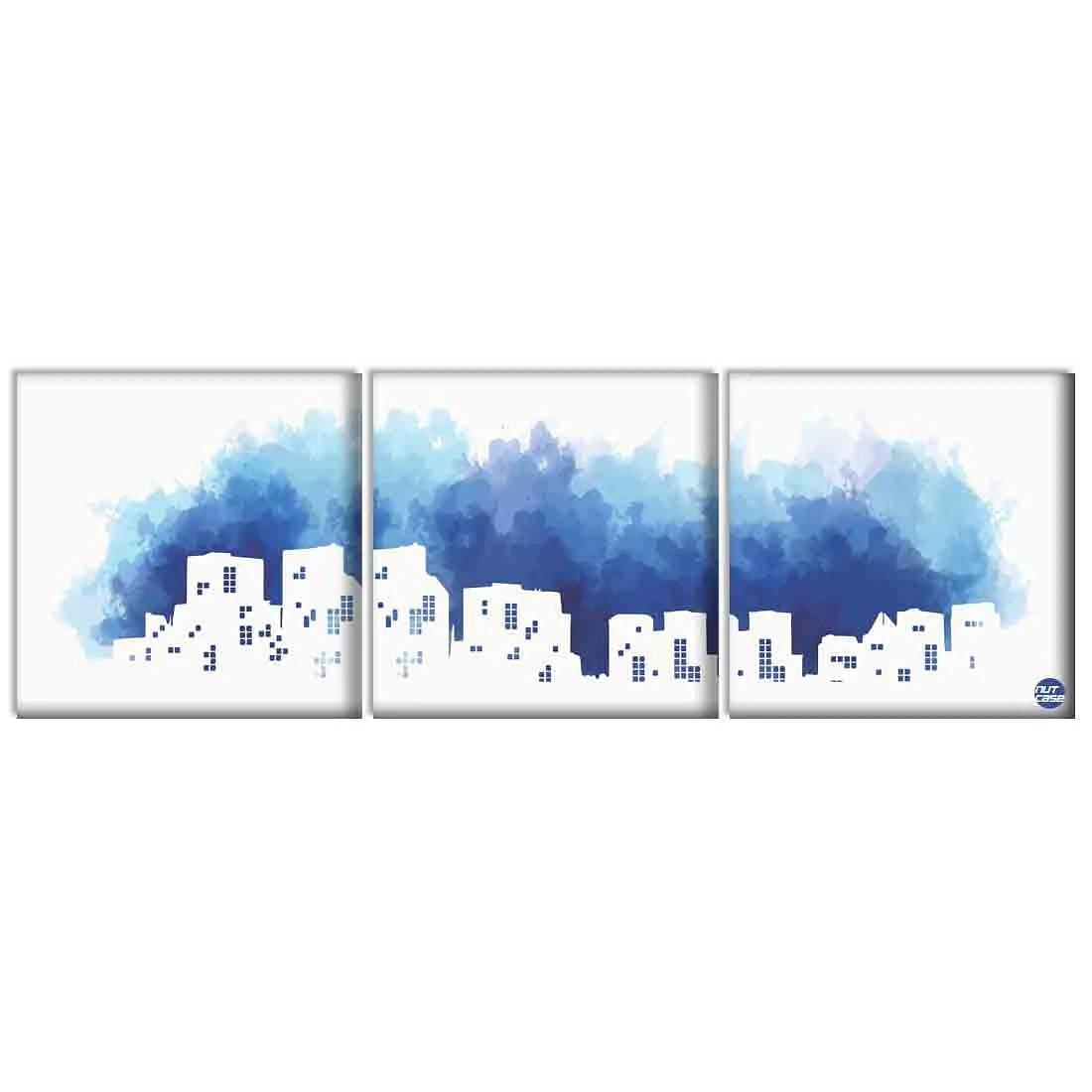 Wall Art Decor Hanging Panels Set Of 3 -Blue Colored Frames - Image 2