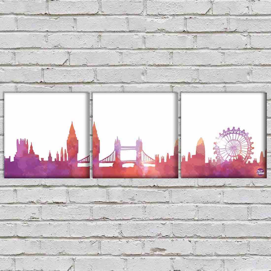 Wall Art Decor Hanging Panels Set Of 3 -London Skyline