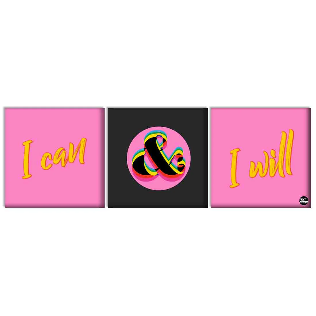 Wall Art Decor Hanging Panels Set Of 3 -I Can & I Will