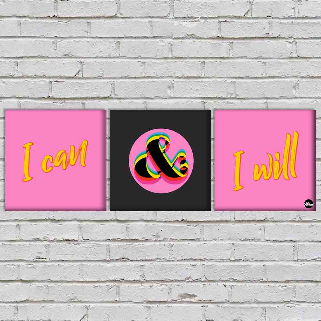 Wall Art Decor Hanging Panels Set Of 3 -I Can & I Will - Image 2