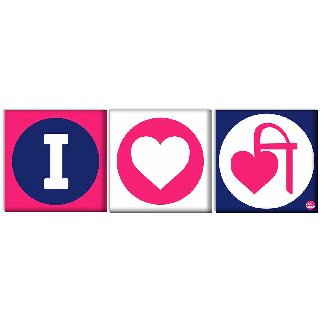 Wall Art Decor Hanging Panels Set Of 3 -I Love Pink - Image 2